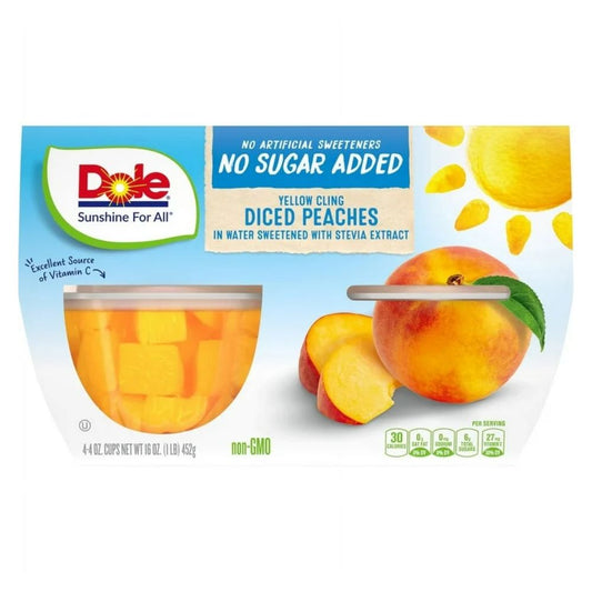 DURAZNOS EN CUBITOS SIN AZUCAR DOLE 4 PACK