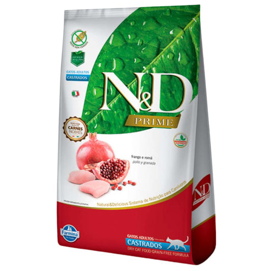COMIDA PARA GATOS ADULTOS CASTRADOS PRIME N&D 1.5 KG