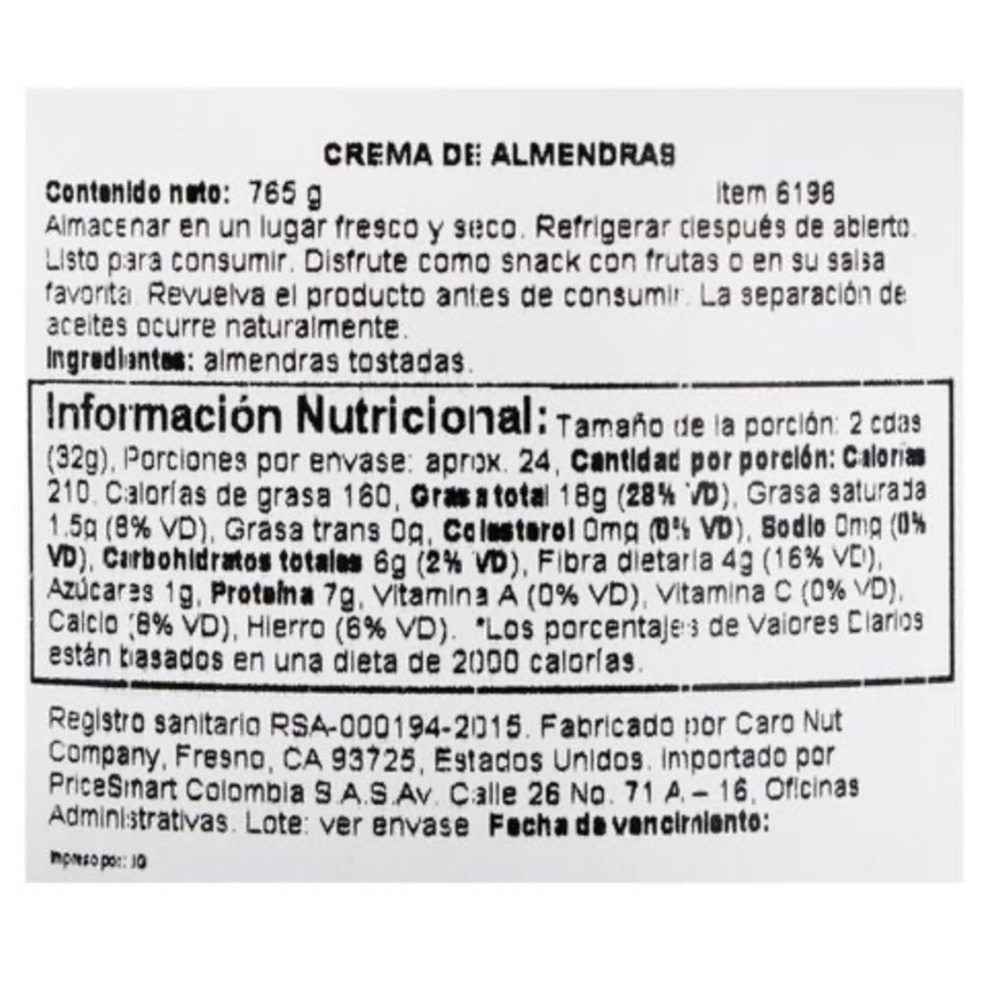 MANTEQUILLA DE ALMENDRA KIRKLAND SIGNATURE 765 GR