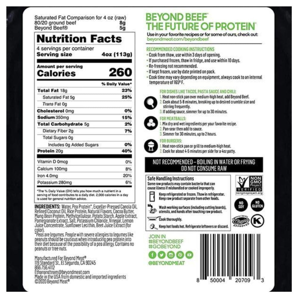 CARNE MOLIDA A BASE DE PLANTAS BEYOND MEAT 16 OZ