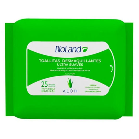 TOALLITAS REMOVEDORAS DE MAQUILLAJE DERMIA ALOH BIOLAND 25 UND