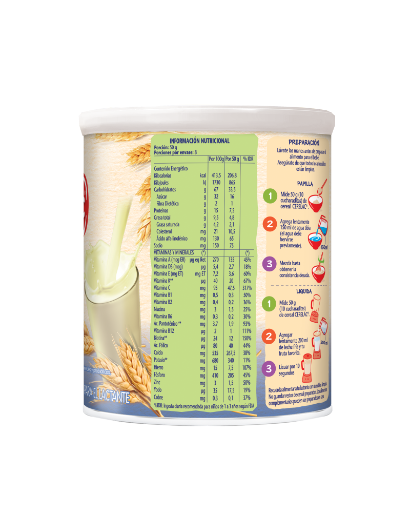 NESTLÉ CERELAC TRIGO CON LECHE CEREAL INFANTIL LATA 400G