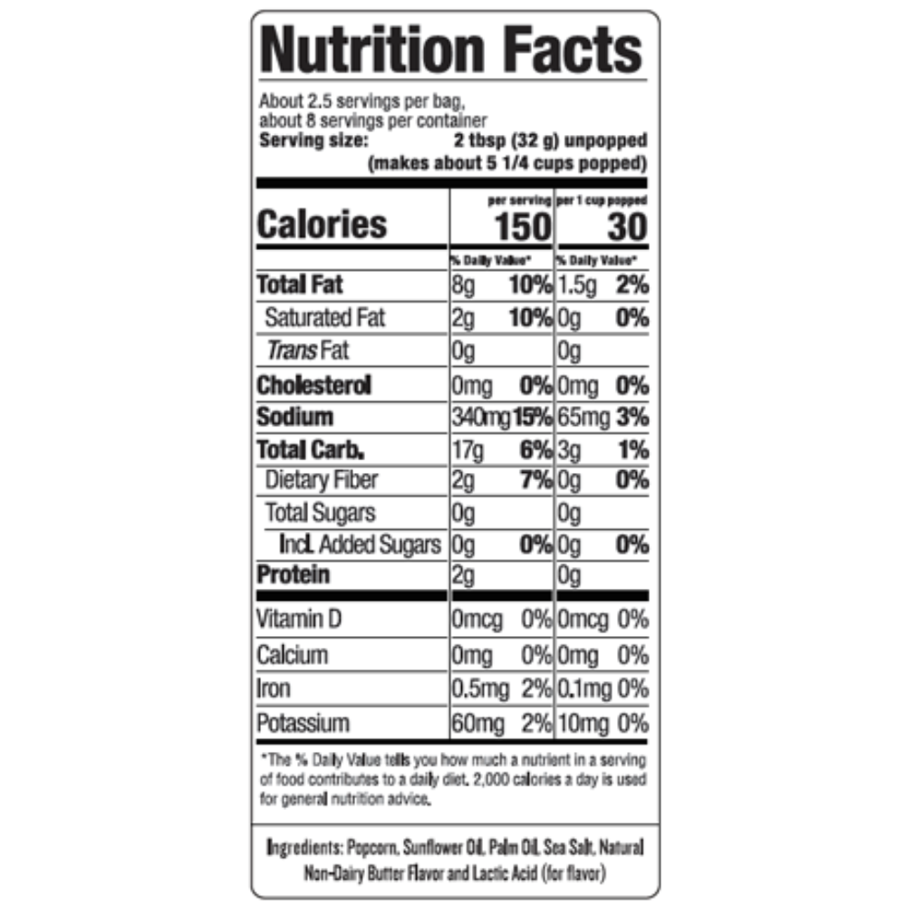 POPCORN SKINNY POP BUTTER 3 UND 2.8 OZ