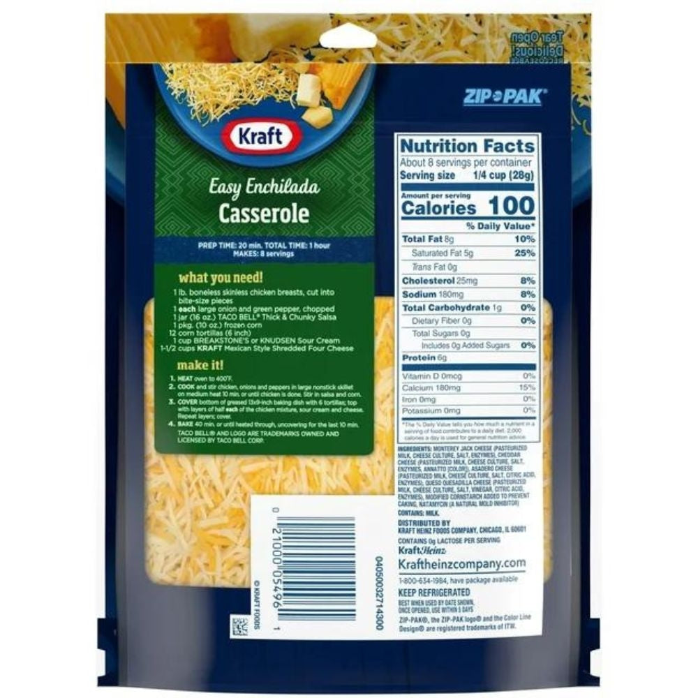 QUESO MEXICAN FOUR CHEESE SHREDDED KRAFT 7 OZ