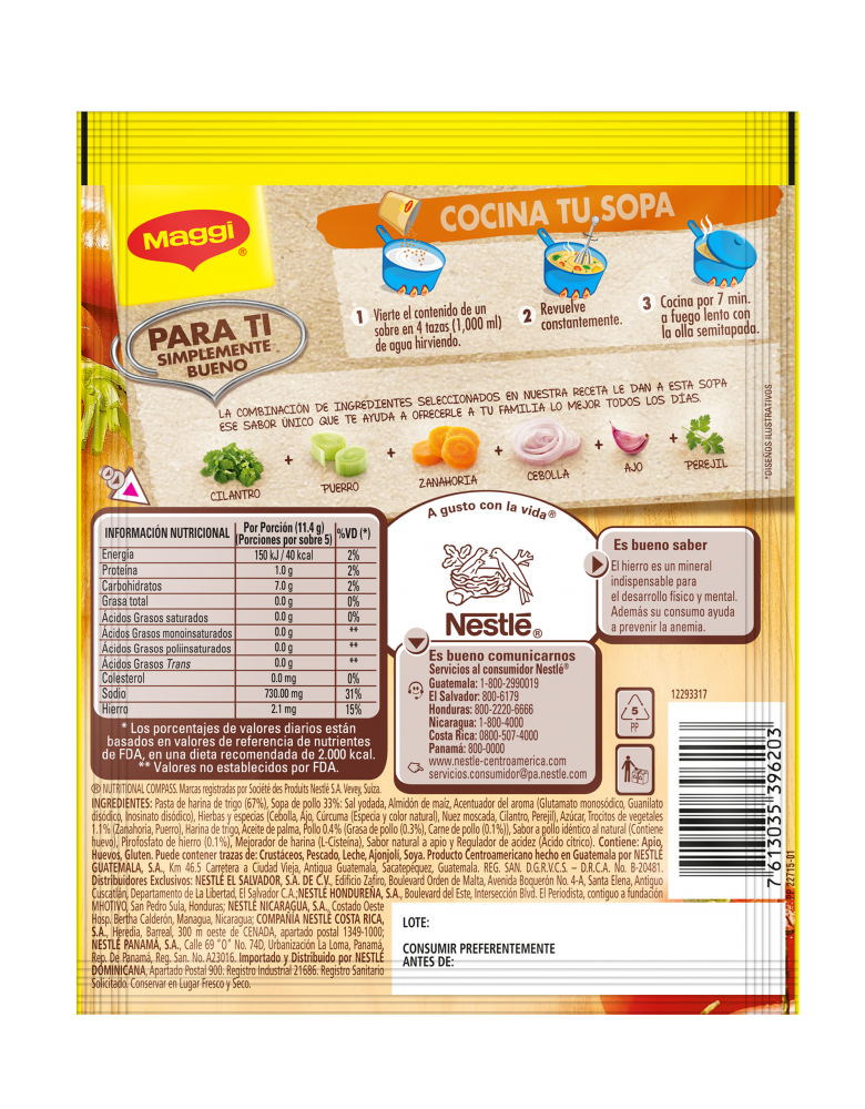 SOPA DE POLLO CON FIDEOS GLUTEN FREE MAGGI 57 GR