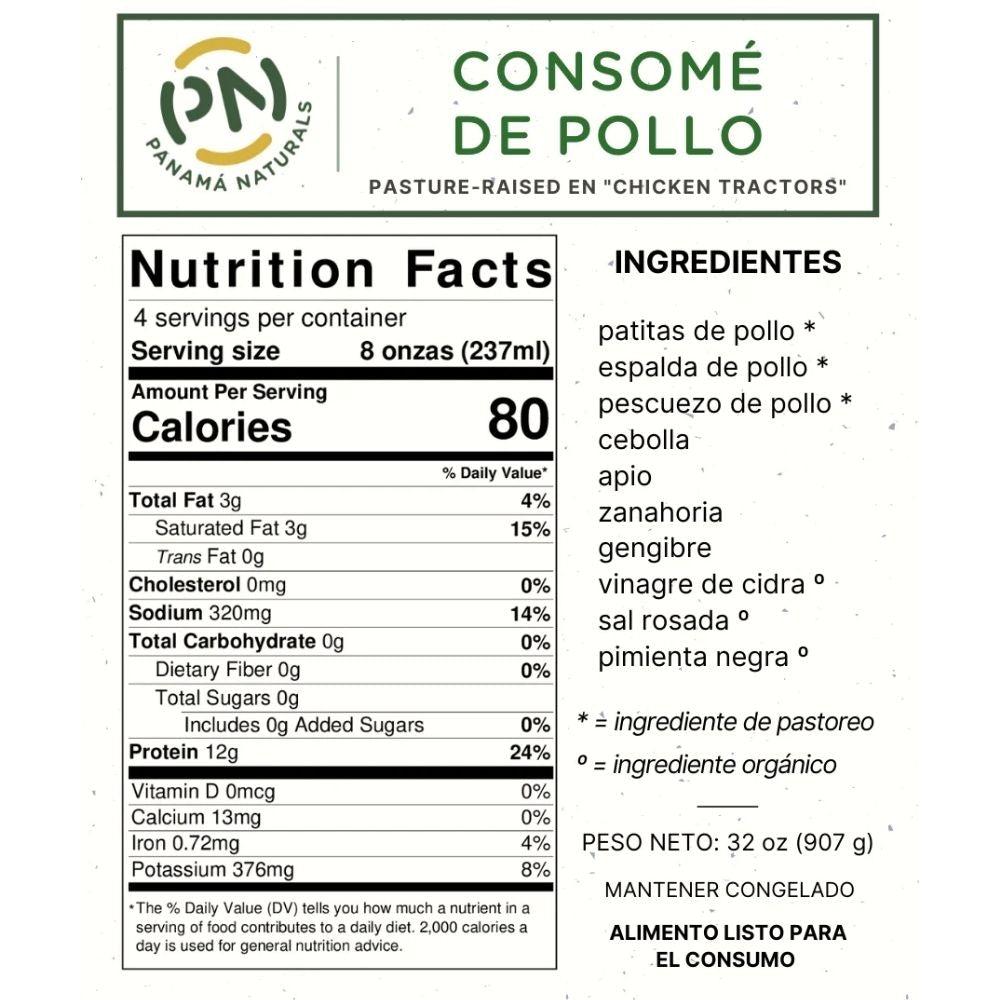 CALDO CONCENTRADO DE HUESOS DE POLLO Y COLAGENO PANAMA NATURALS 8 OZ