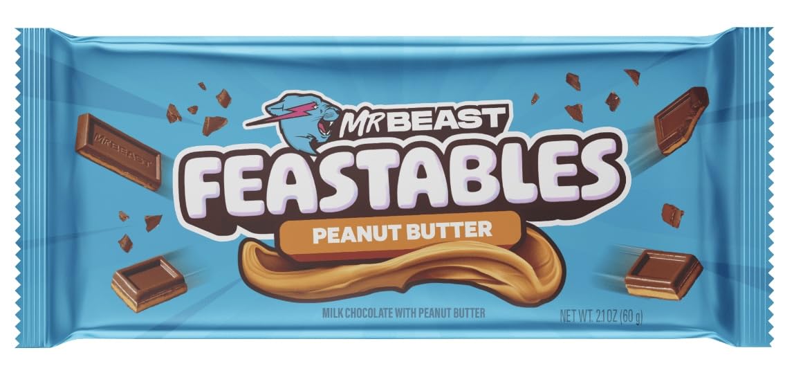 CHOCOLATE DE MANTEQUILLA DE MANI MR BEAST FEASTABLE 60 GR