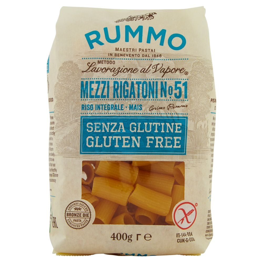 PASTA MEZZI RIGATONI GLUTEN FREE N51 RUMMO 400 GR