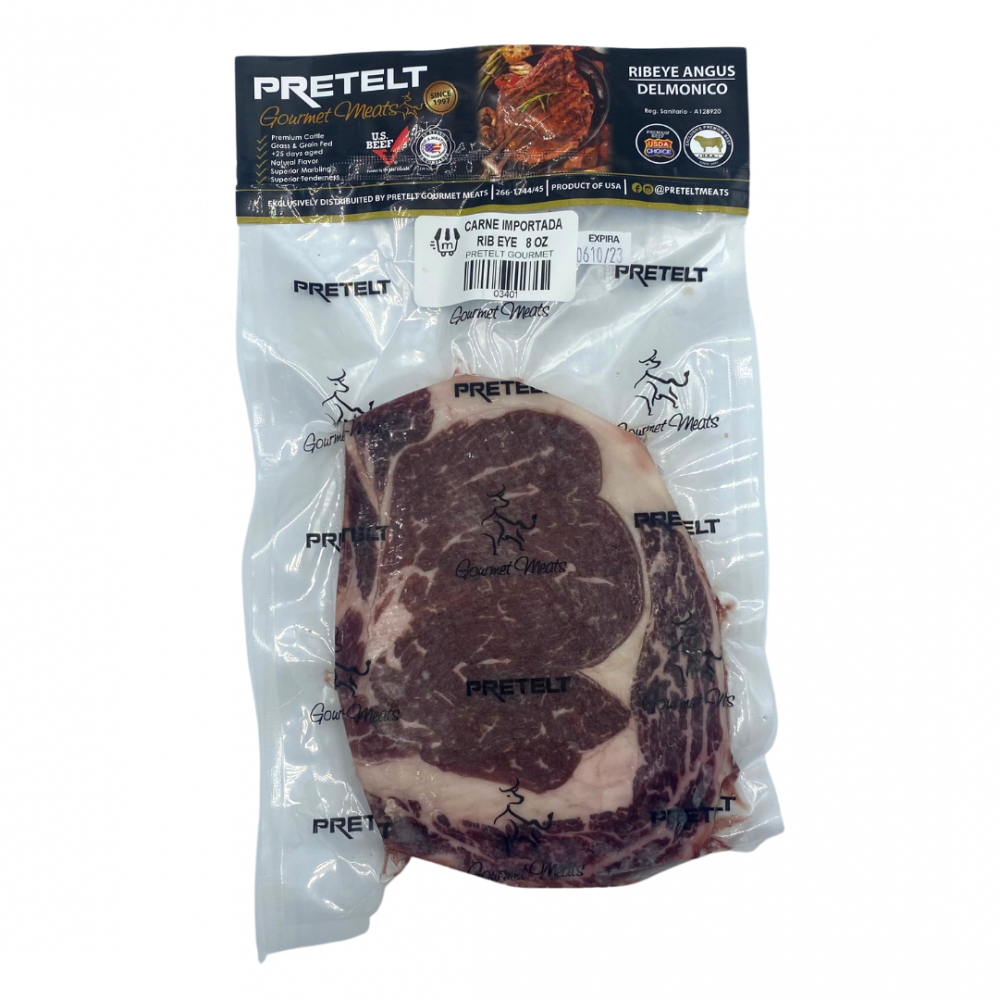 CARNE IMPORTADA RIB EYE PRETELT 8 OZ