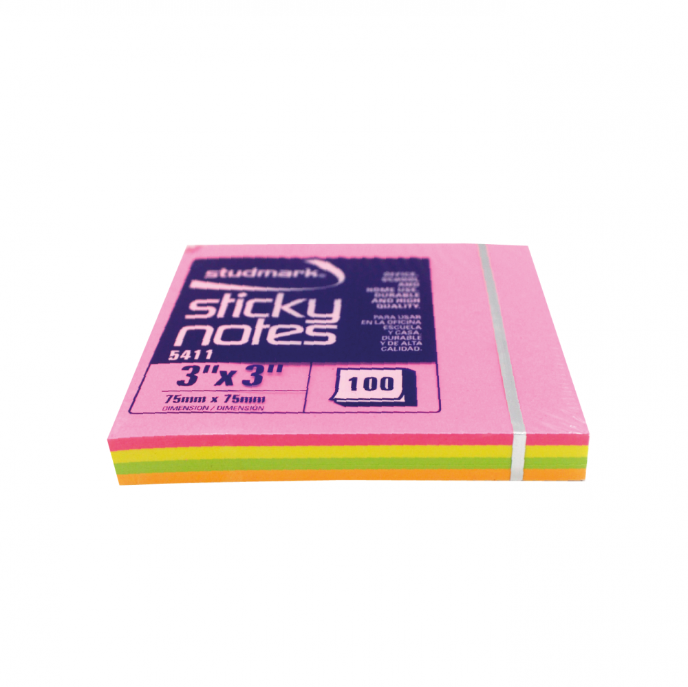 NOTAS ADHESIVAS STUDMARK 3X3 4 COLORES 100 HOJAS