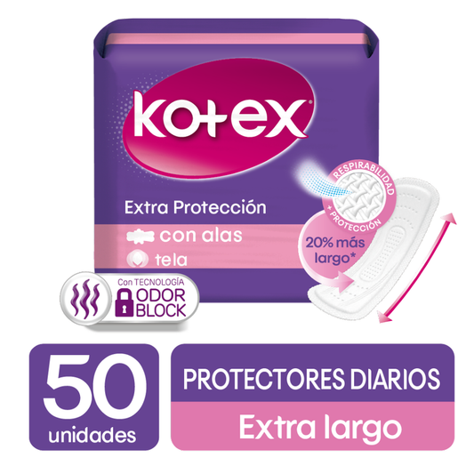 TOALLAS SANITARIAS KOTEX PROTECCION DIARIA LARGO 50 UN
