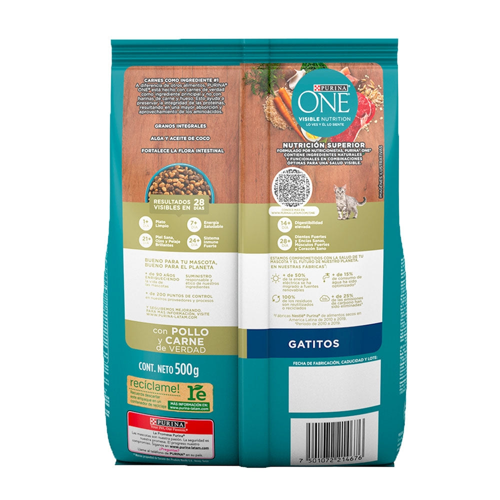 PURINA ONE GATITO POLLO Y CARNE 500GR