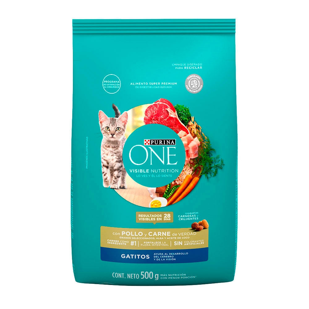PURINA ONE GATITO POLLO Y CARNE 500GR