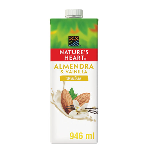 LECHE DE ALMENDRA SIN AZÚCAR SABOR VAINILLA NATURE'S HEART 1 LITRO