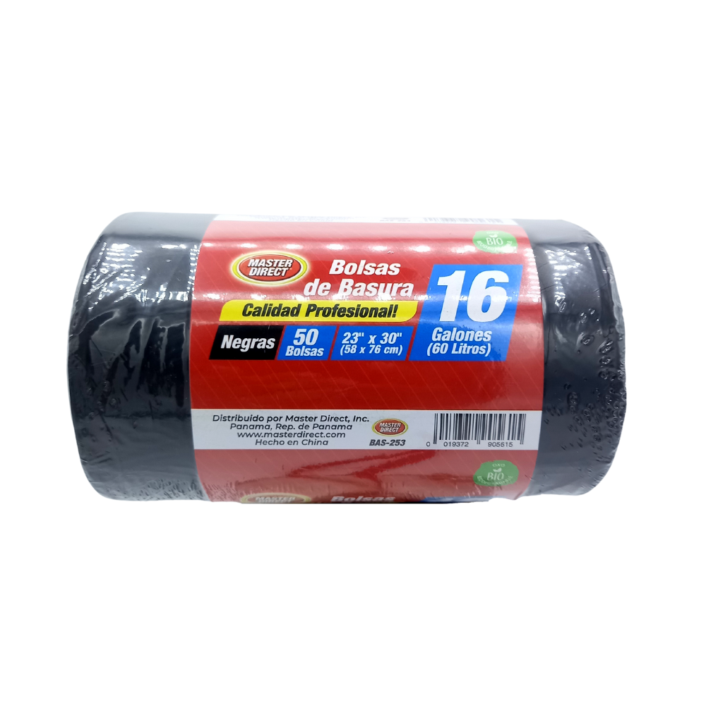 BOLSAS DE BASURA NEGRAS 23" X 30" 16 GL MASTER DIRECT 50 UND