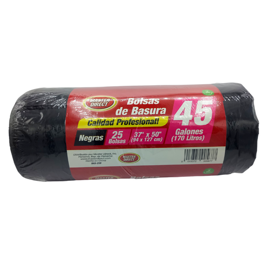 BOLSAS DE BASURA NEGRAS 37" X 50" 45 GL MASTER DIRECT 25 UND