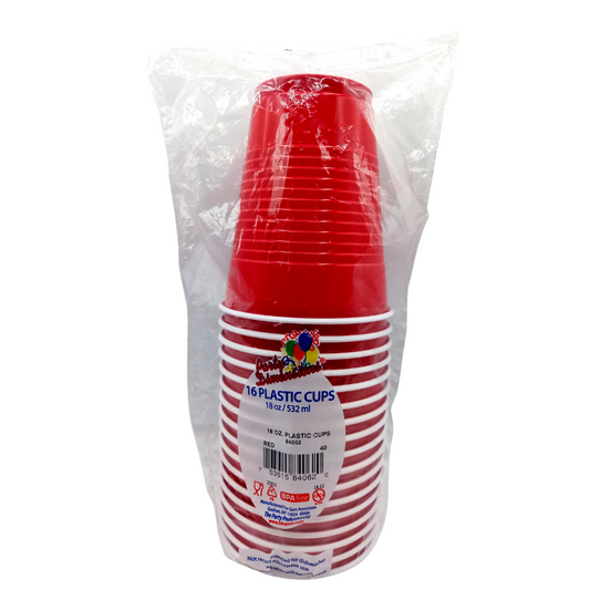 VASOS PLASTICOS ROJO 18 OZ - 16 UND