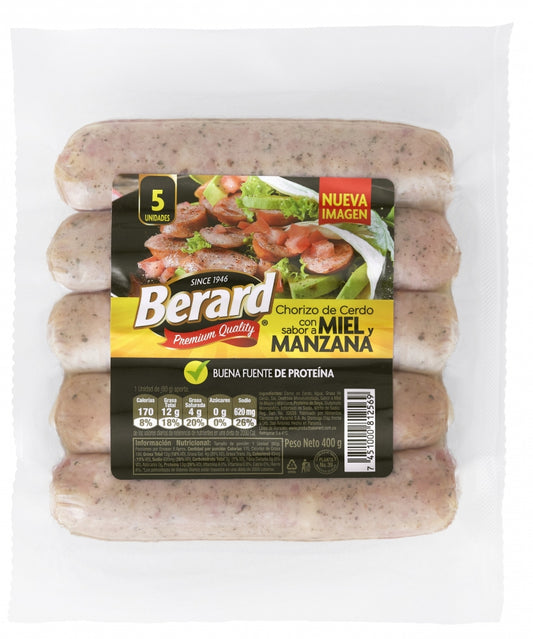 CHORIZO BERARD DE MIEL Y MANZANA 1 LB