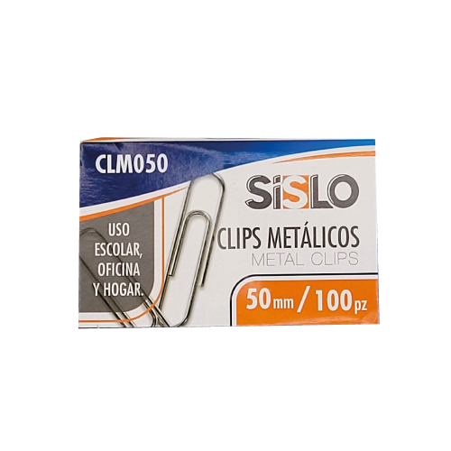 CAJA DE PAPER CLIPS 50MM METÁLICOS SISLO 100 PZ