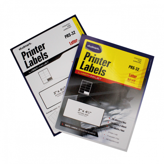 HOJAS PARA ETIQUETA STUDMARK 8.5''X11'' 20 HOJAS - 200 ETIQUETAS