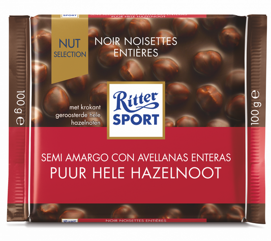 CHOCOLATE RITTER SPORT LECHE CON AVELLANAS ENTERAS 100 GR
