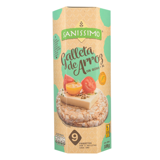 GALLETAS DE ARROZ SANISSIMO CON QUINOA Y SAL 9 PAQ 108 G