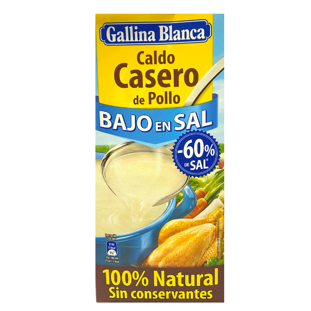 CALDO DE POLLO BAJO EN SAL GALLINA BLANCA 1 LITRO