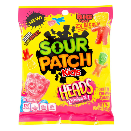 GOMITAS BIG HEADS 2 SABORESEN 1 SOUR PATCH 5 OZ