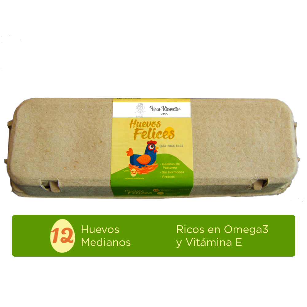HUEVOS FELICES MEDIANOS - GALLINAS DE PASTOREO - 1 DOCENA