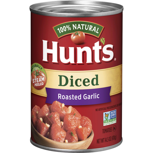 DICED TOMATO CON AJO ROSTIZADO HUNTS 411 GR