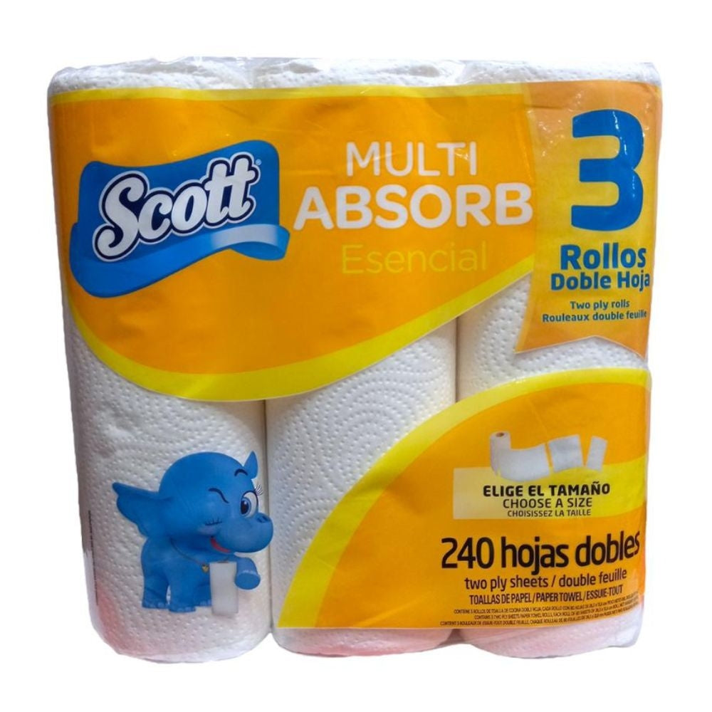 PAPEL TOALLA MULTIUSO SCOTT 3 ROLLO