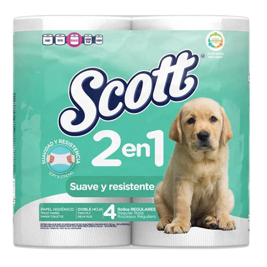 PAPEL HIGIENICO SCOTT DOBLE HOJA REGULAR 4 ROLLO