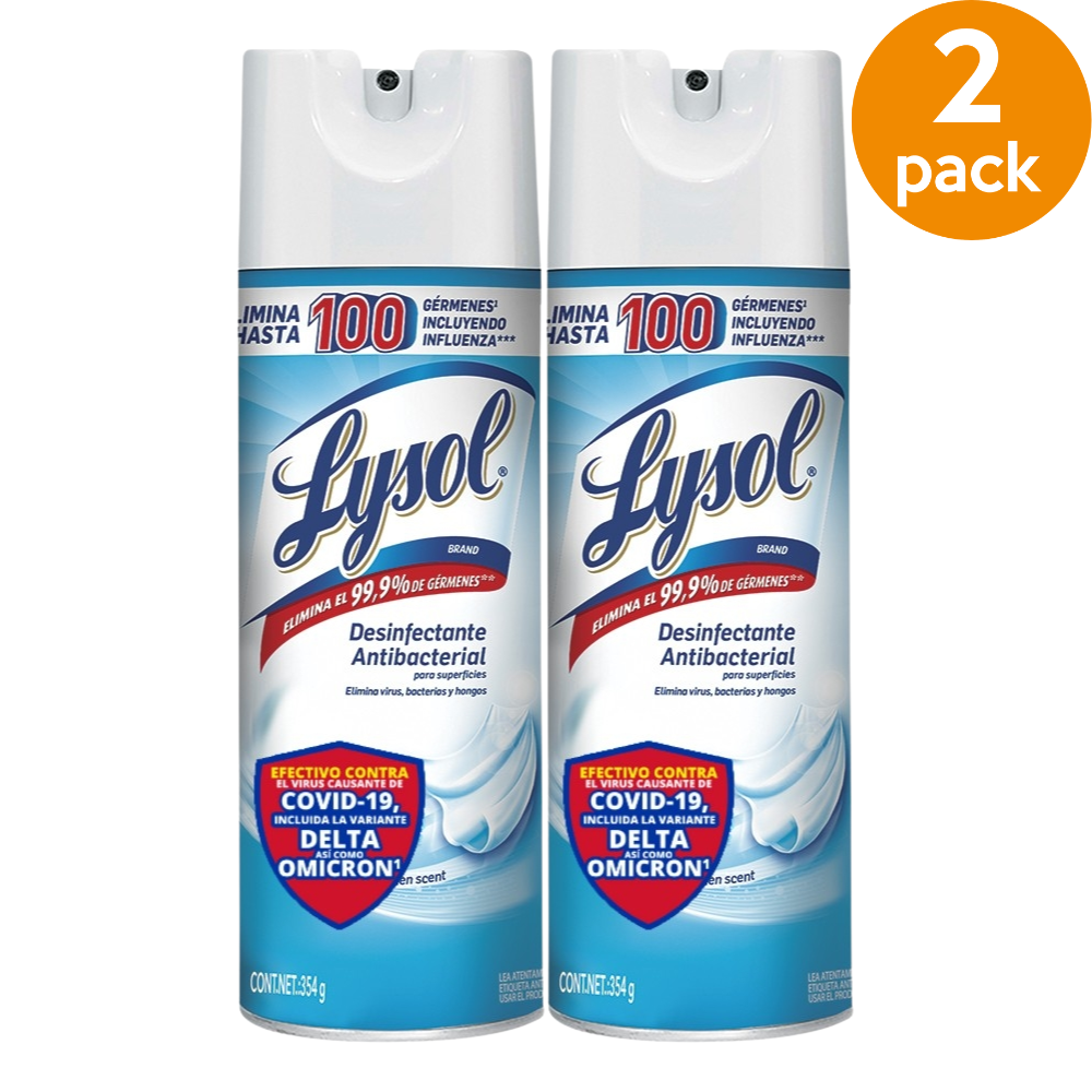 LYSOL AEROSOL DESINFECTANTE CRISP LINEN 354 GR 2 PACK