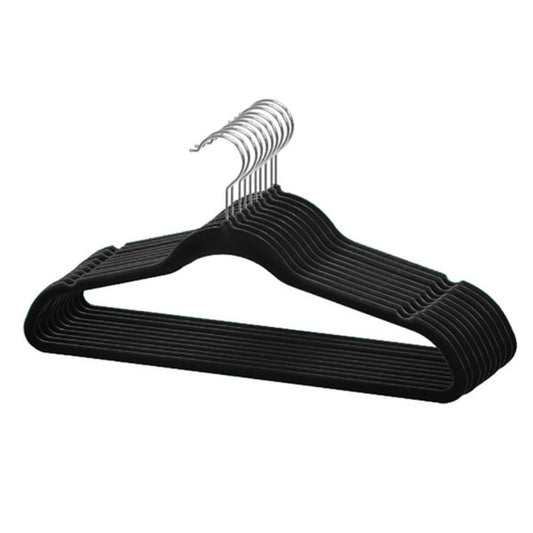GANCHOS DE TERCIOPELO DE COLOR NEGRO HOME BASICS 10 UND