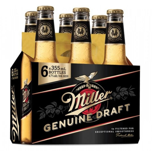 CERVEZA MILLER GENUINE DRAFT BOTELLA 12 OZ 6 PACK