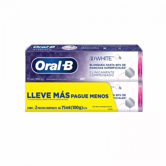 PASTA DE DIENTES ORAL-B 3D WHITE BRILLIANT 75 ML 2 PACK