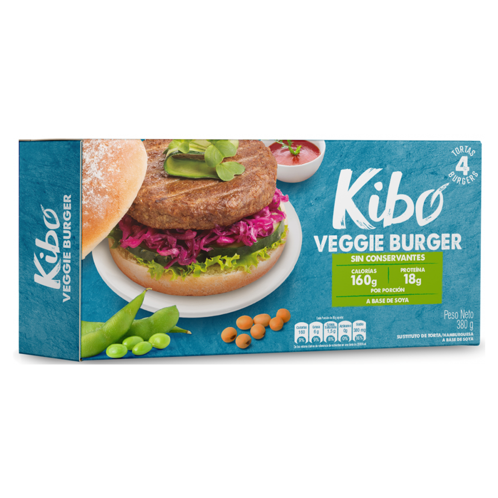 HAMBURGUESA VEGETARIANA KIBO - 4 UND 380G