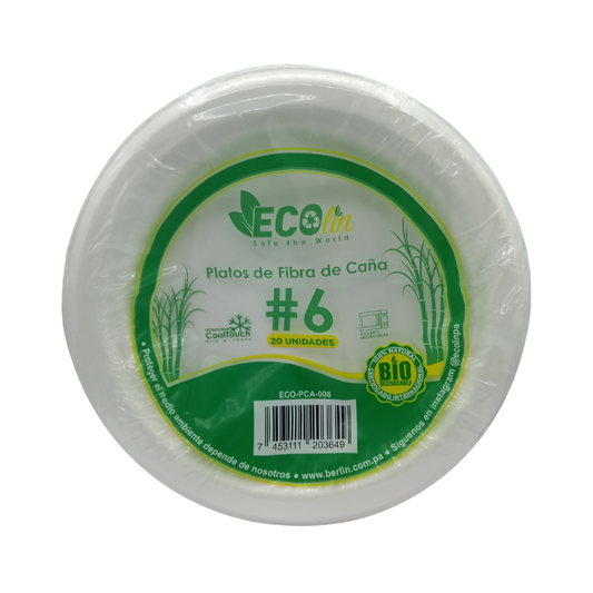 PLATOS BIODEGRADABLES #6 ECOLIN 20 UND
