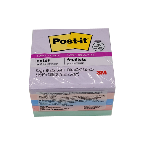 NOTAS ADHESIVAS 3M 3X3 450 HJ 5 COLORES