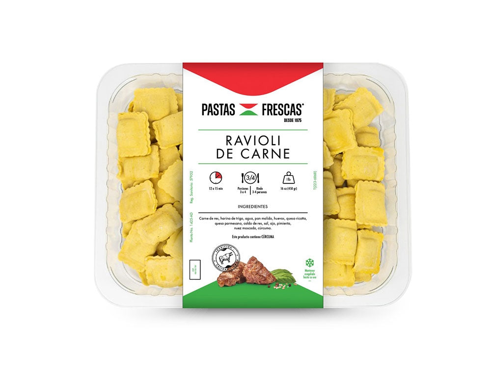 RAVIOLI DE CARNE PASTAS FRESCAS 454G