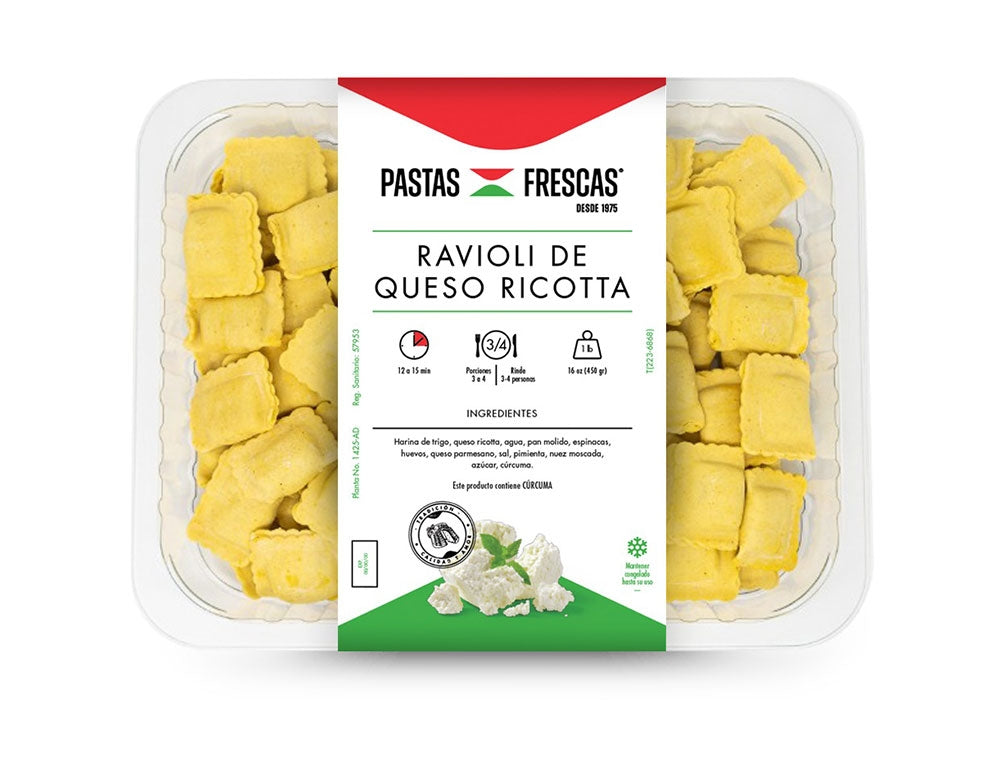 RAVIOLI DE QUESO RICOTTA PASTAS FRESCAS 454G