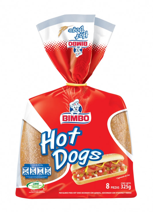 PAN BIMBO DE HOT DOG CON AJONJOLI 8 P 325 G