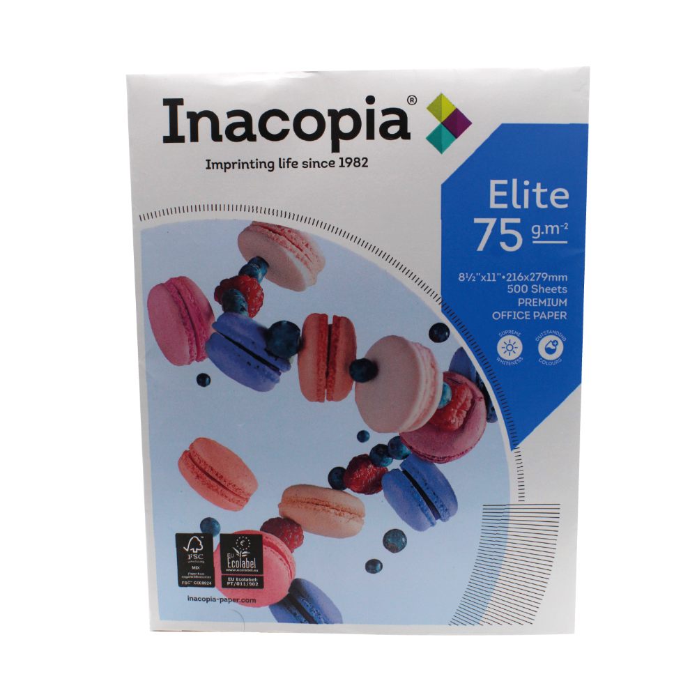 RESMA DE PAPEL TAMAÑO CARTA 500 HJS 100% BLANCO INACOPIA ELITE