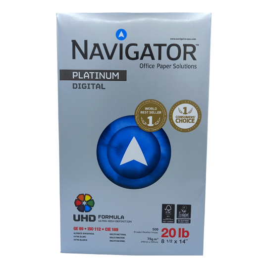 RESMA DE PAPEL BOND TAMAÑO 8.5X14 20 LB 500 HJS 99.99% NAVIGATOR