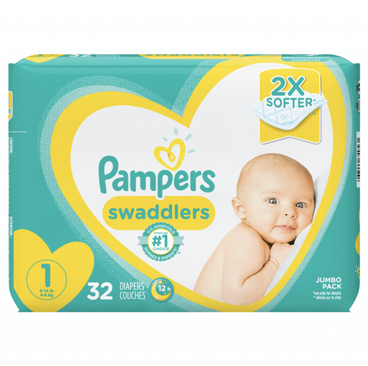 PAÑALES PAMPERS SWADDLERS TALLA 1 - 32 UND