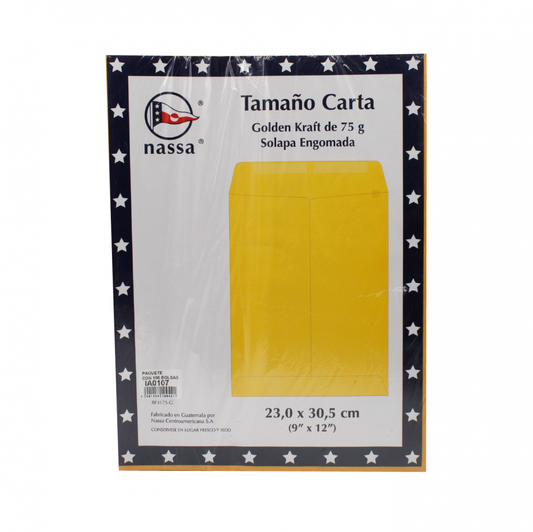 SOBRE DE MANILA TAMAÑO CARTA PACK 100 UND