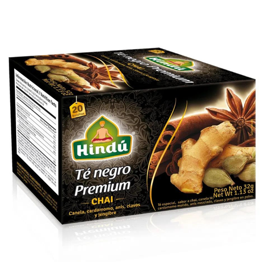 TÉ HINDÚ NEGRO PREMIUN CHAI – CAJA DE 20 SOBRES