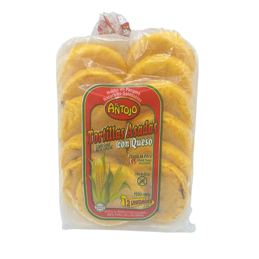 TORTILLAS ASADAS CON QUESO EL ANTOJO 12 UND 500 GR