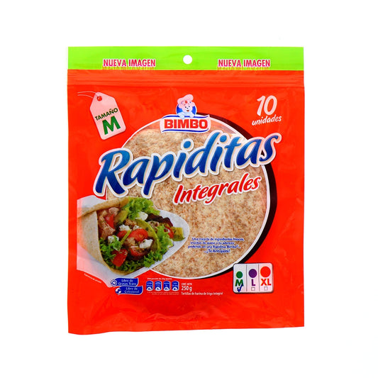 TORTILLAS BIMBO RAPIDITAS INTEGRALES 10 UNIDADES 250 G