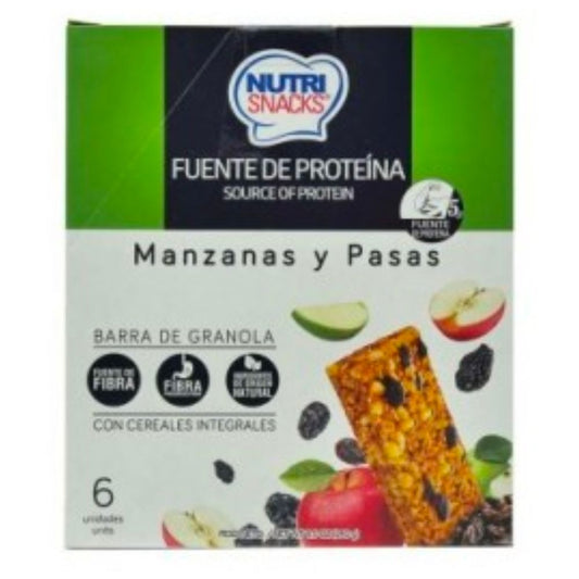 BARRA DE GRANOLA SIN AZUCAR MANZANA NUTRI SNACKS 6 UND